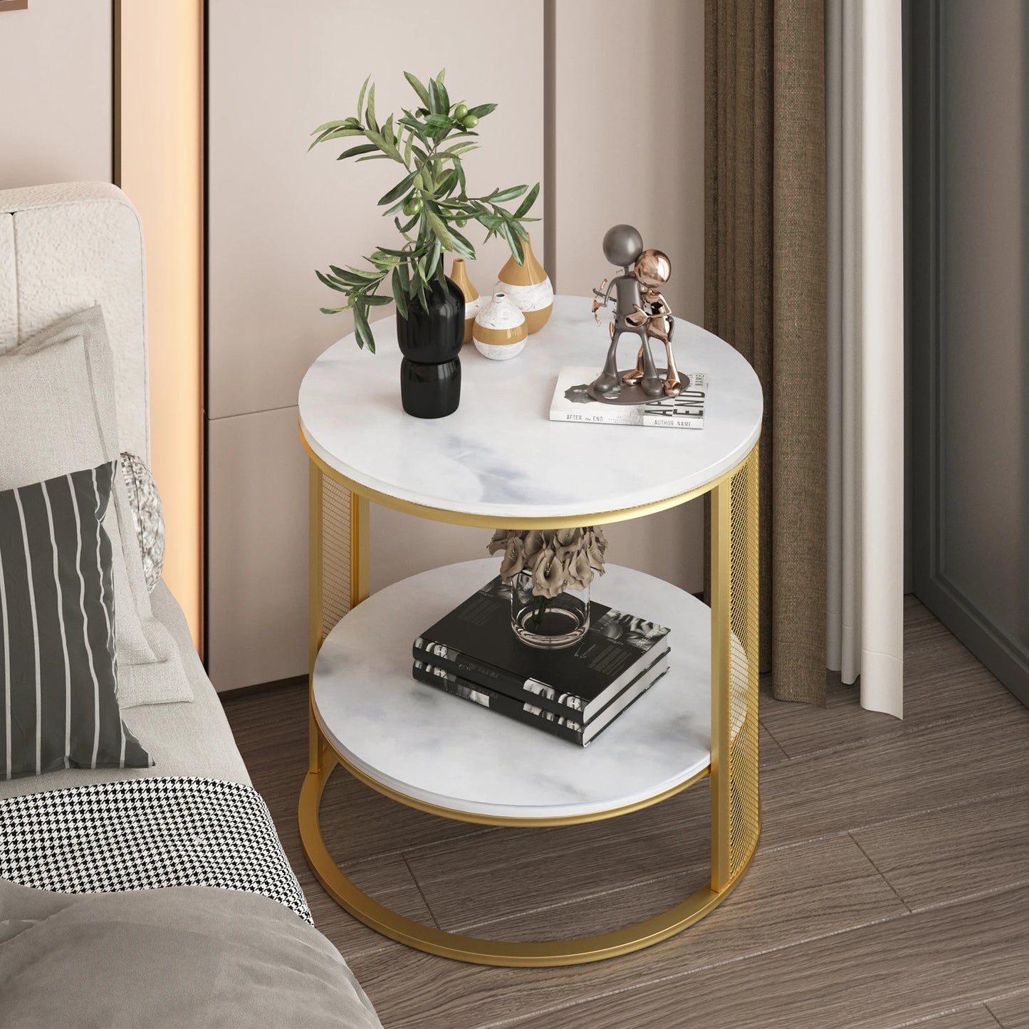 2 Tier Marble End Table
