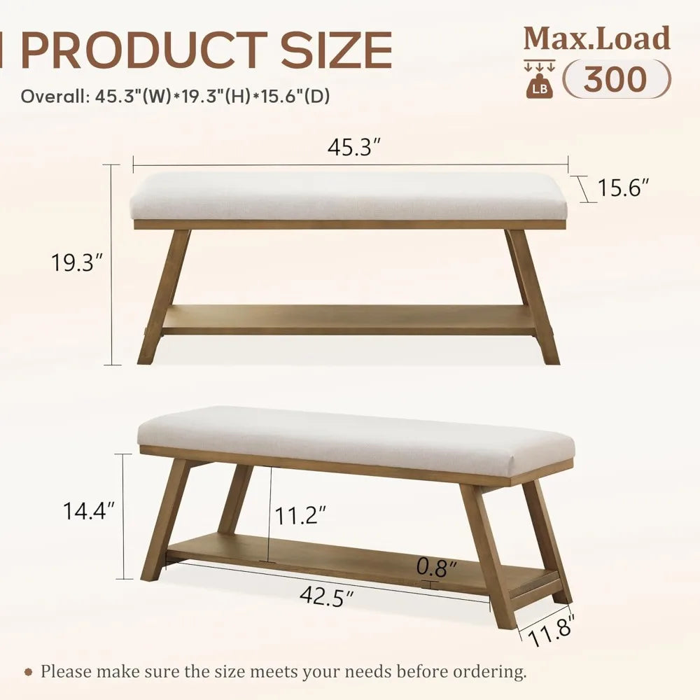 45" Upholstered Entryway Bench
