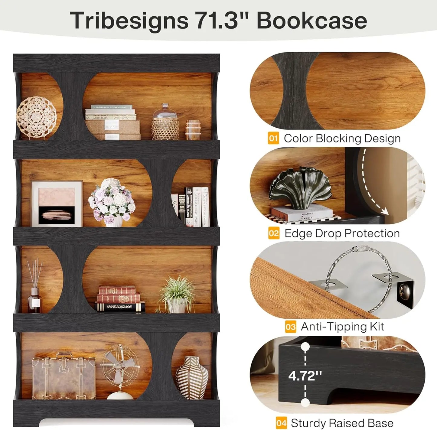 71" Modern Bookcase Set of 2