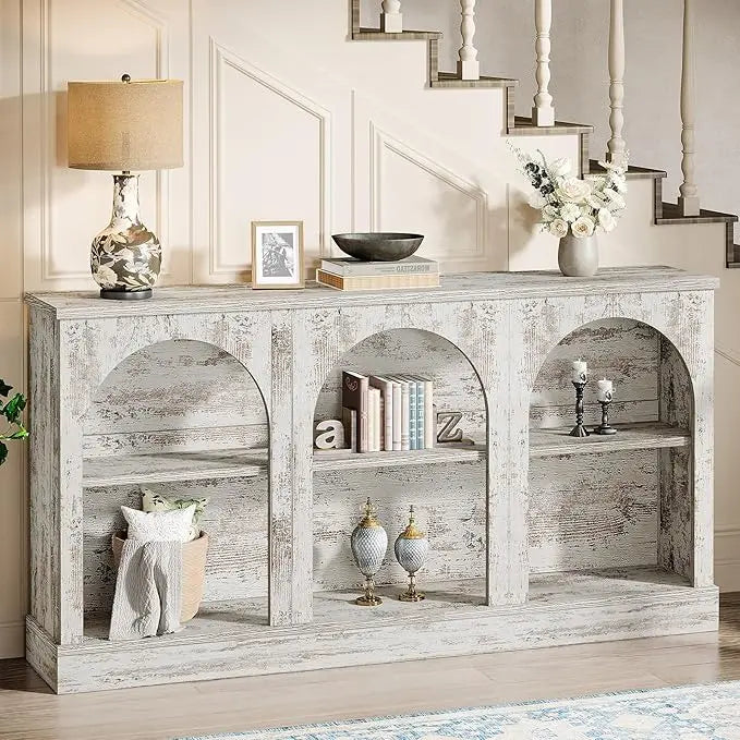 63" 3-Arched Farmhouse Entertainment Center/Console Table