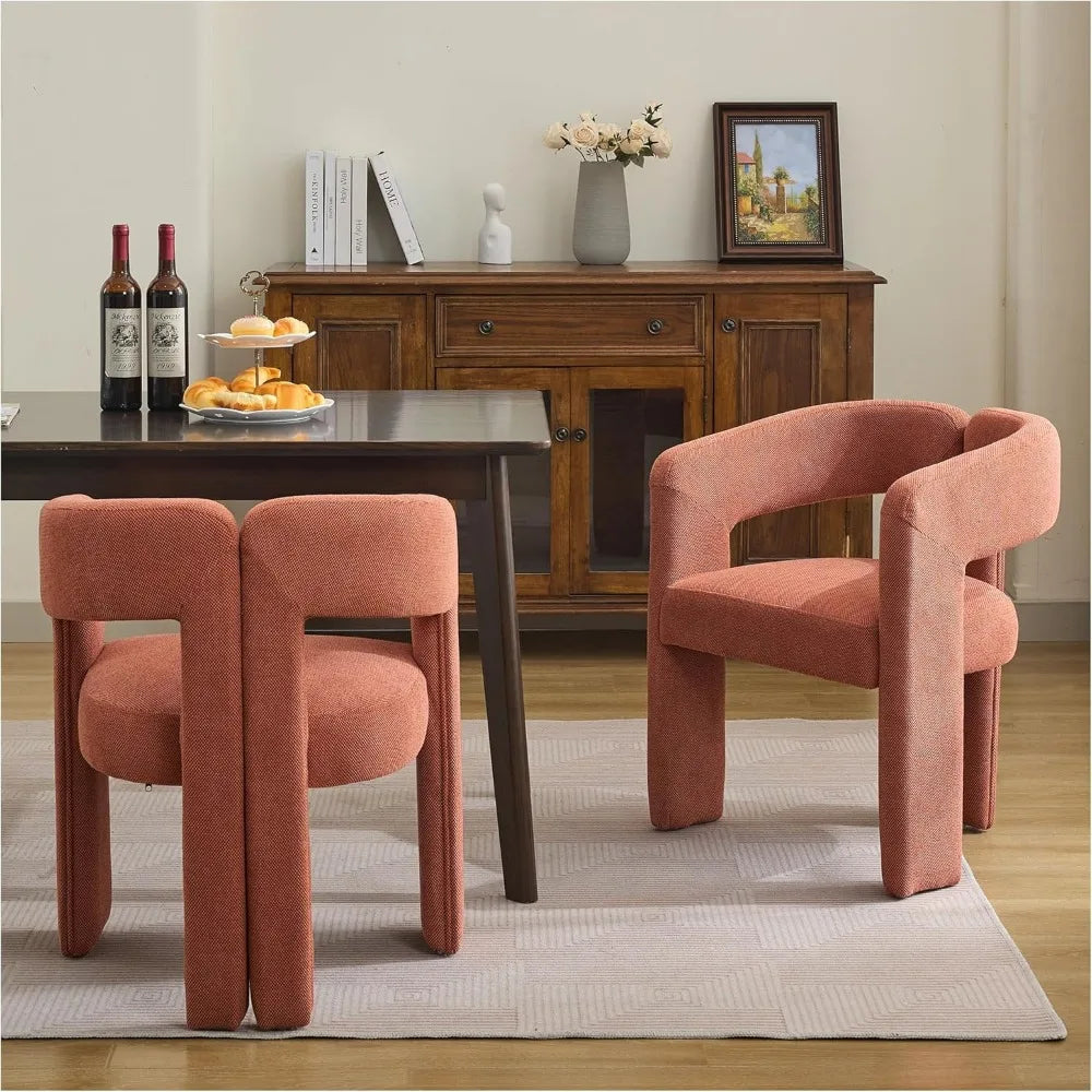 Modern Barrel Linen Dining Chairs Set of 2