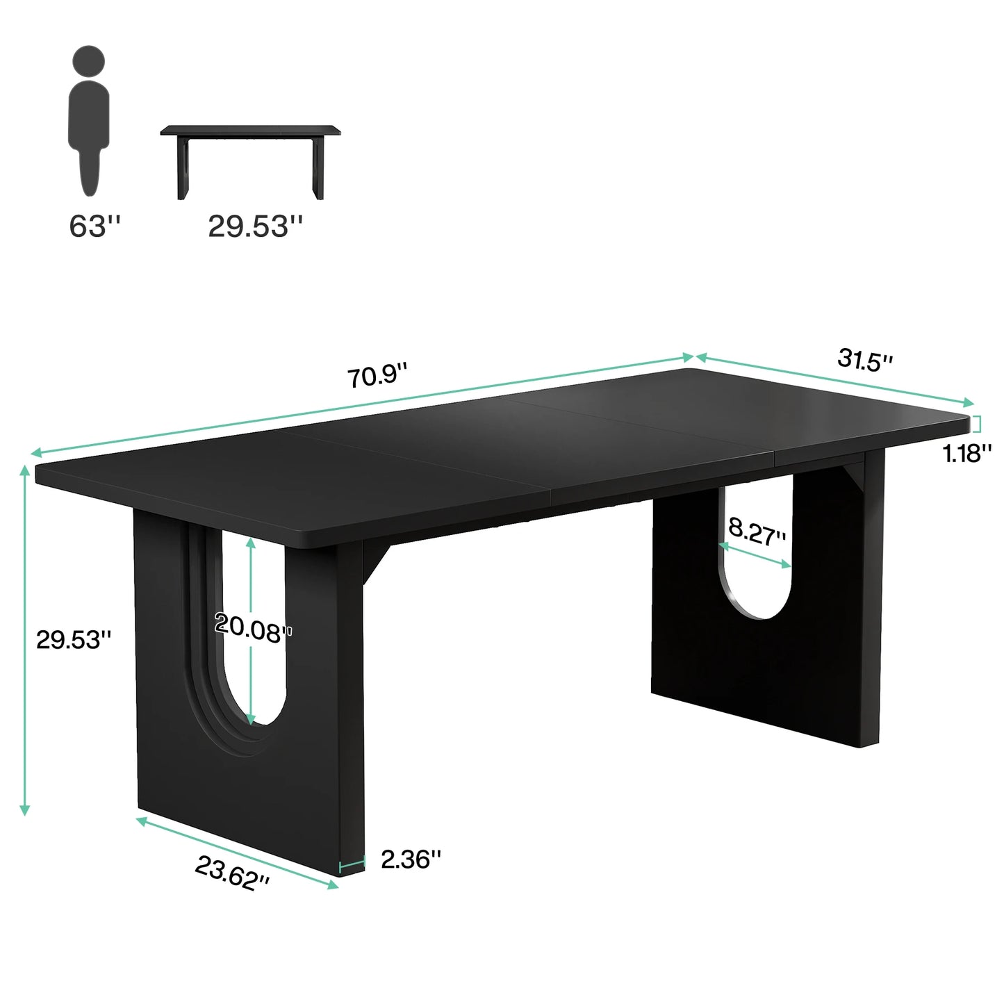 71" Modern Wood Dining Table
