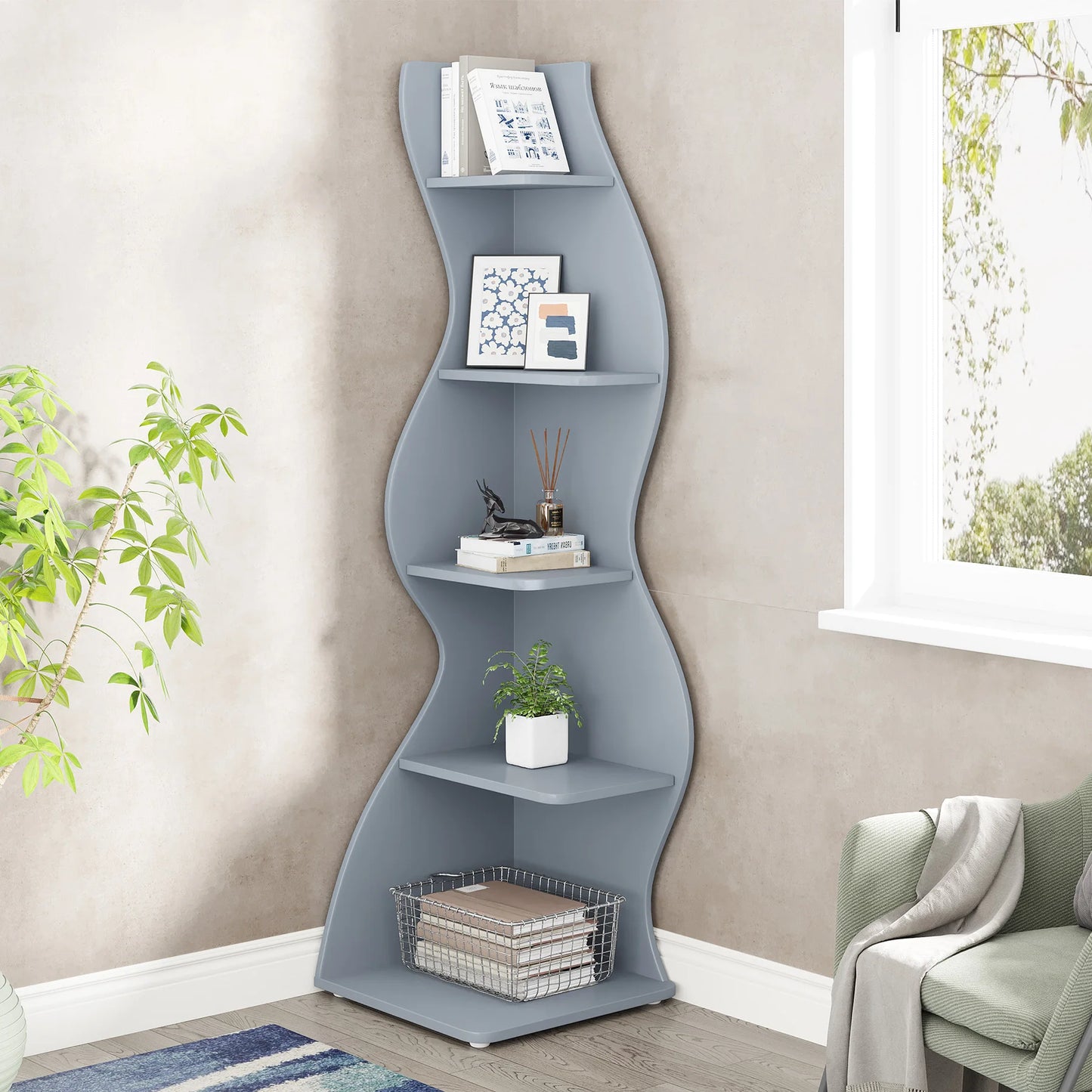 Modern Wavy Corner Shelf
