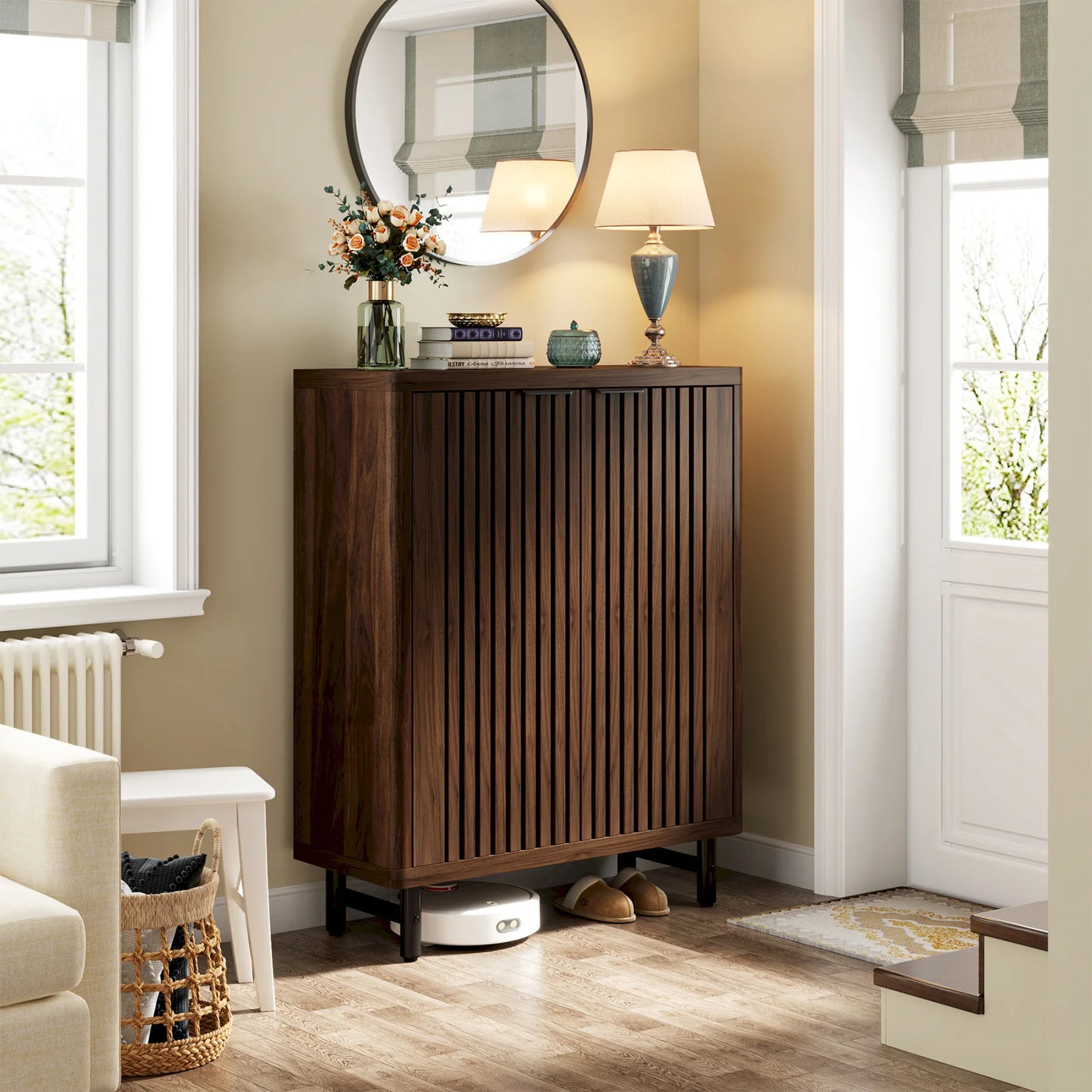 6-Tier Fluted Shoe Cabinet