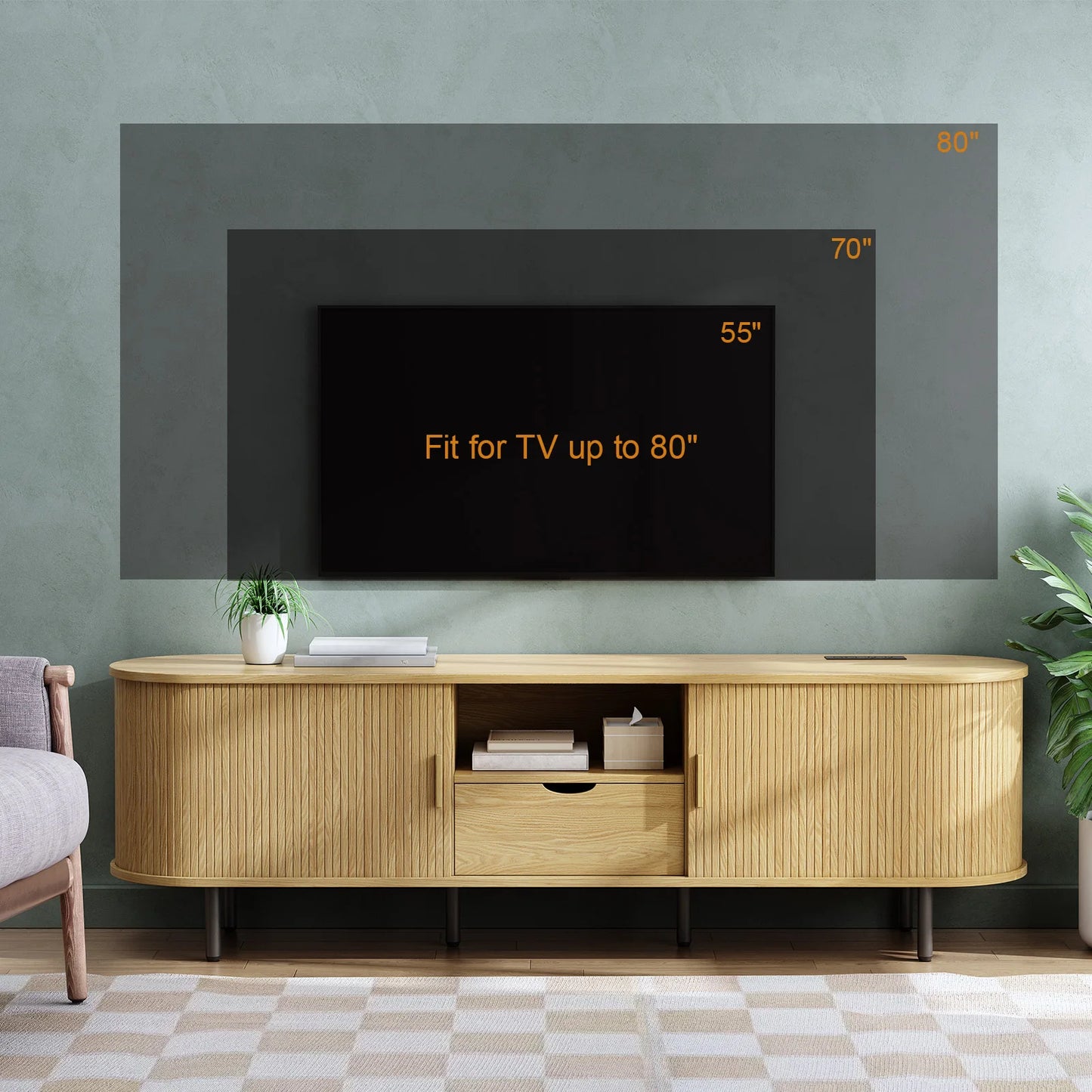 69" Mid Century Modern TV Stand