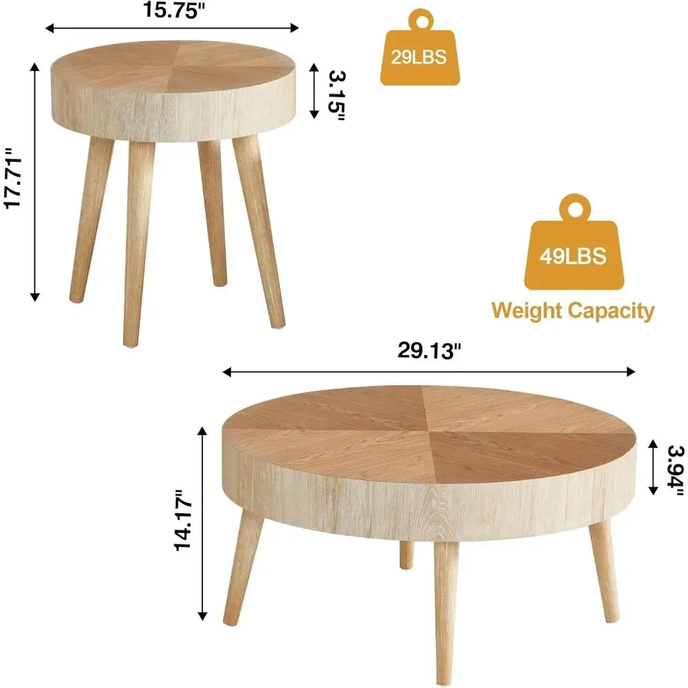 Modern Round Coffee Table Set of 2
