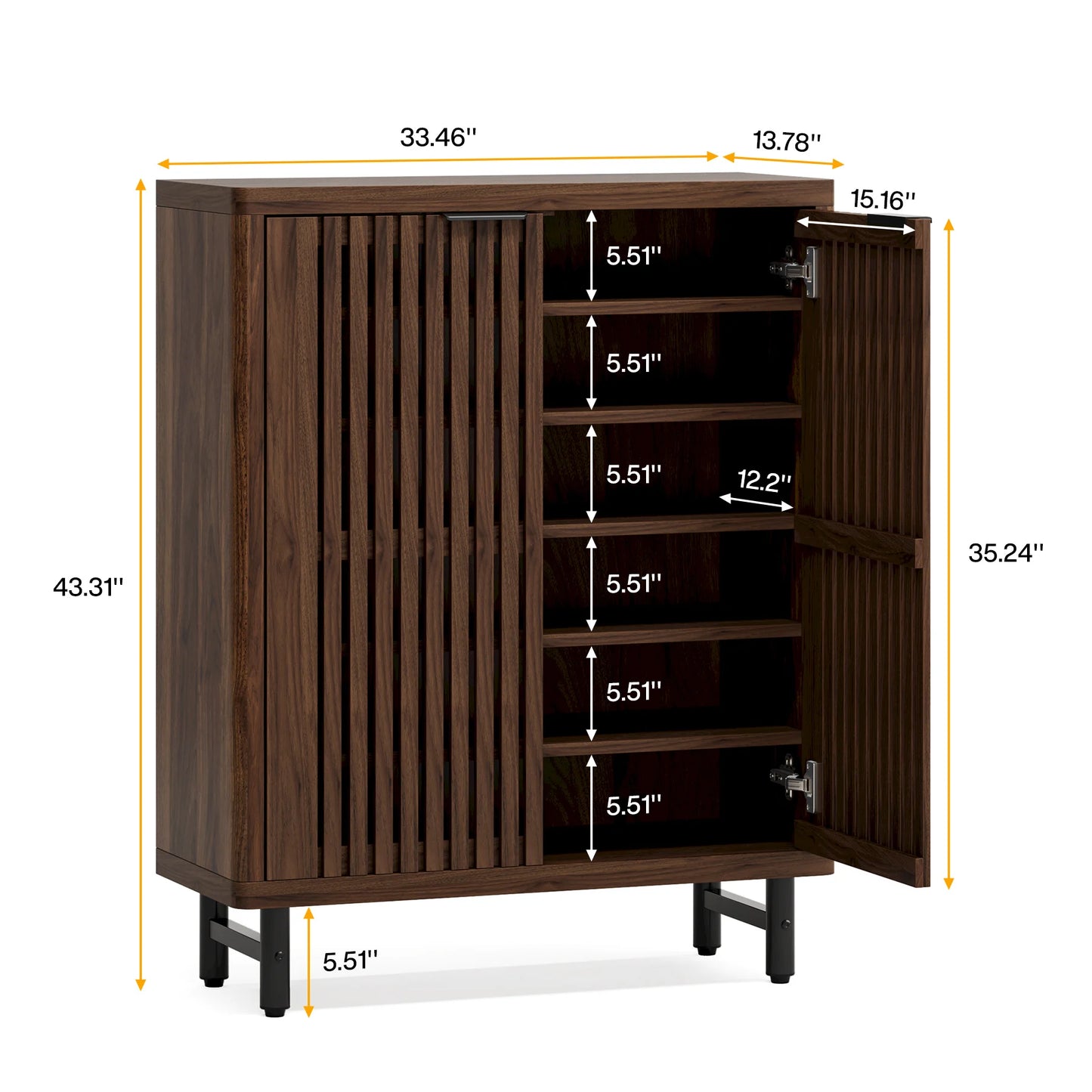6-Tier Fluted Shoe Cabinet