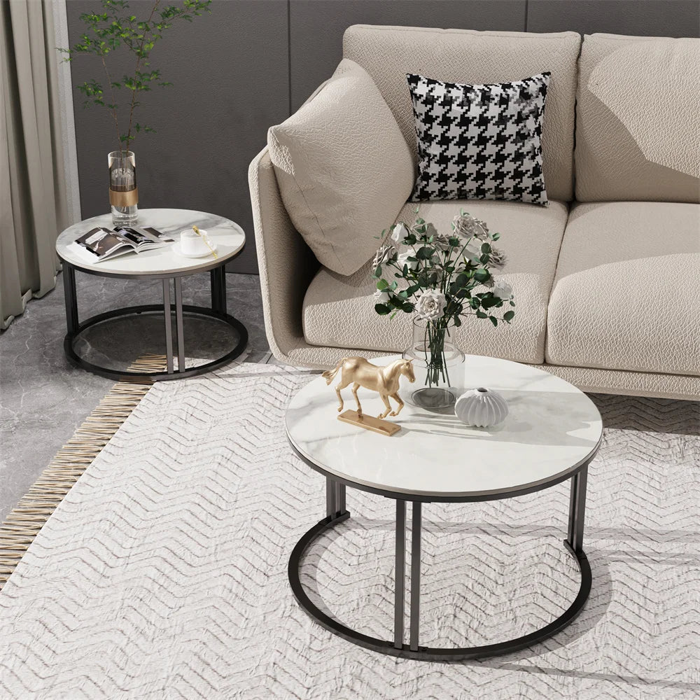 Round Marble Coffee & End Table