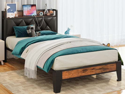 Upholstered & Wood Bed