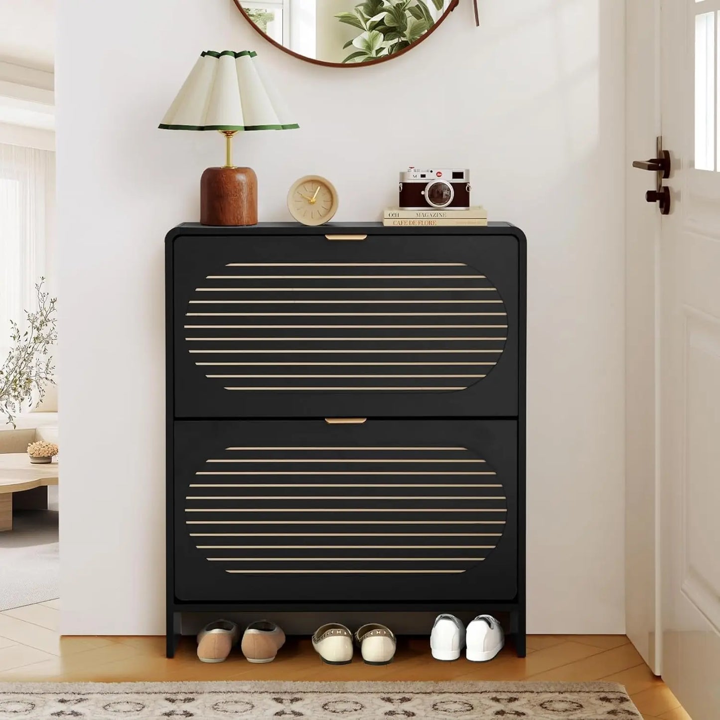 Entryway Shoe Storage Flip Drawers