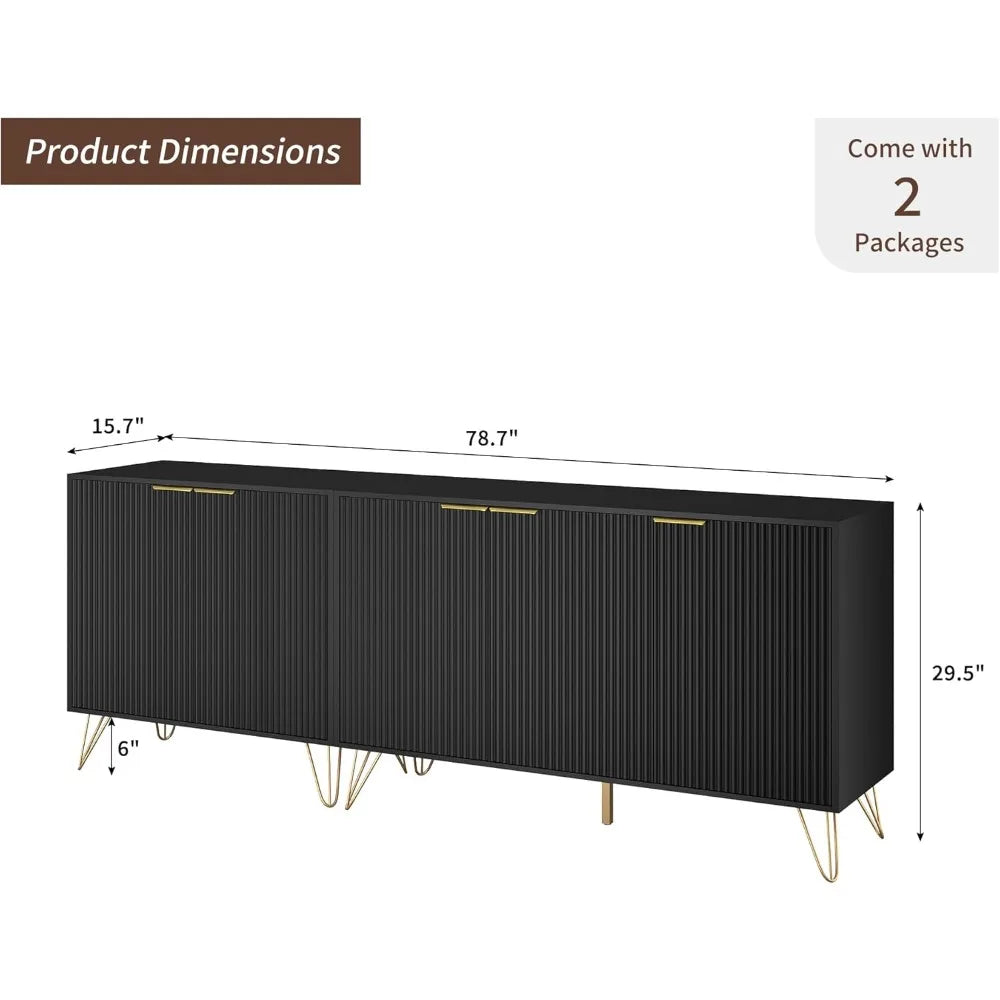 79" Modern 5 Cabinet Fluted Entertainment Center