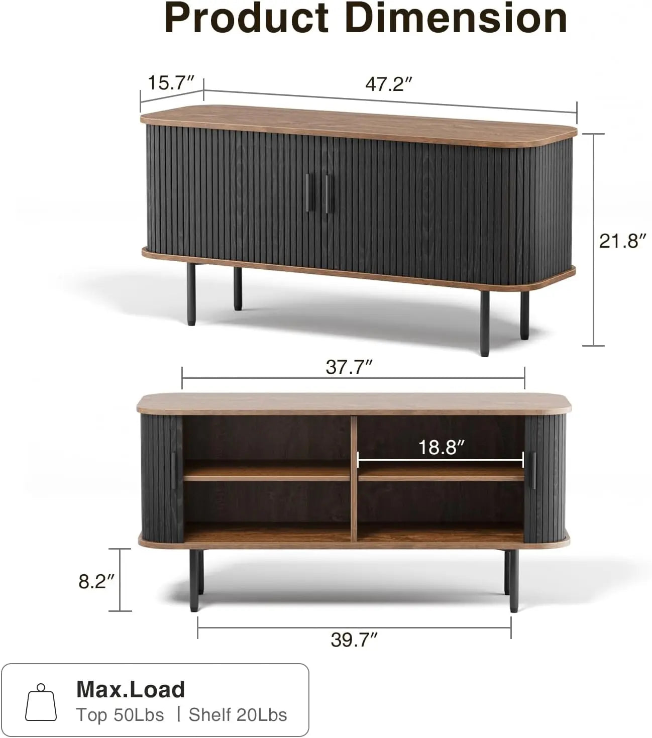 47'' Fluted Oval Entertainment Center