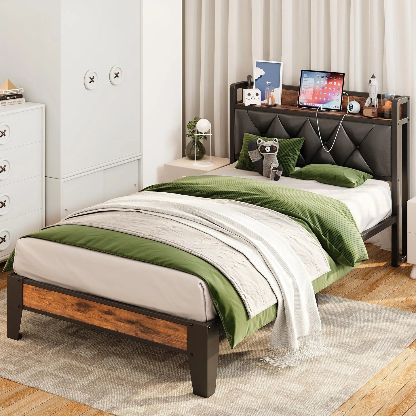 Upholstered & Wood Bed