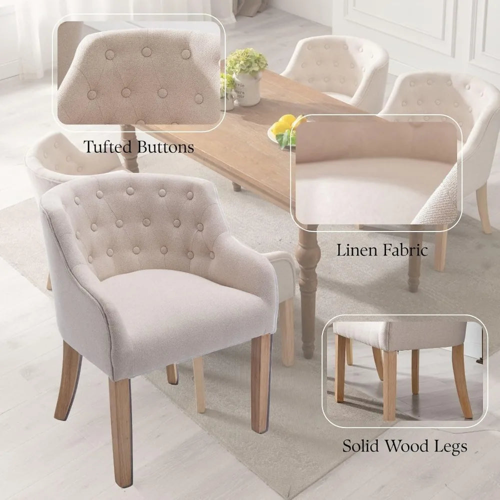 Linen Upholstered Dining Chairs Set of 4