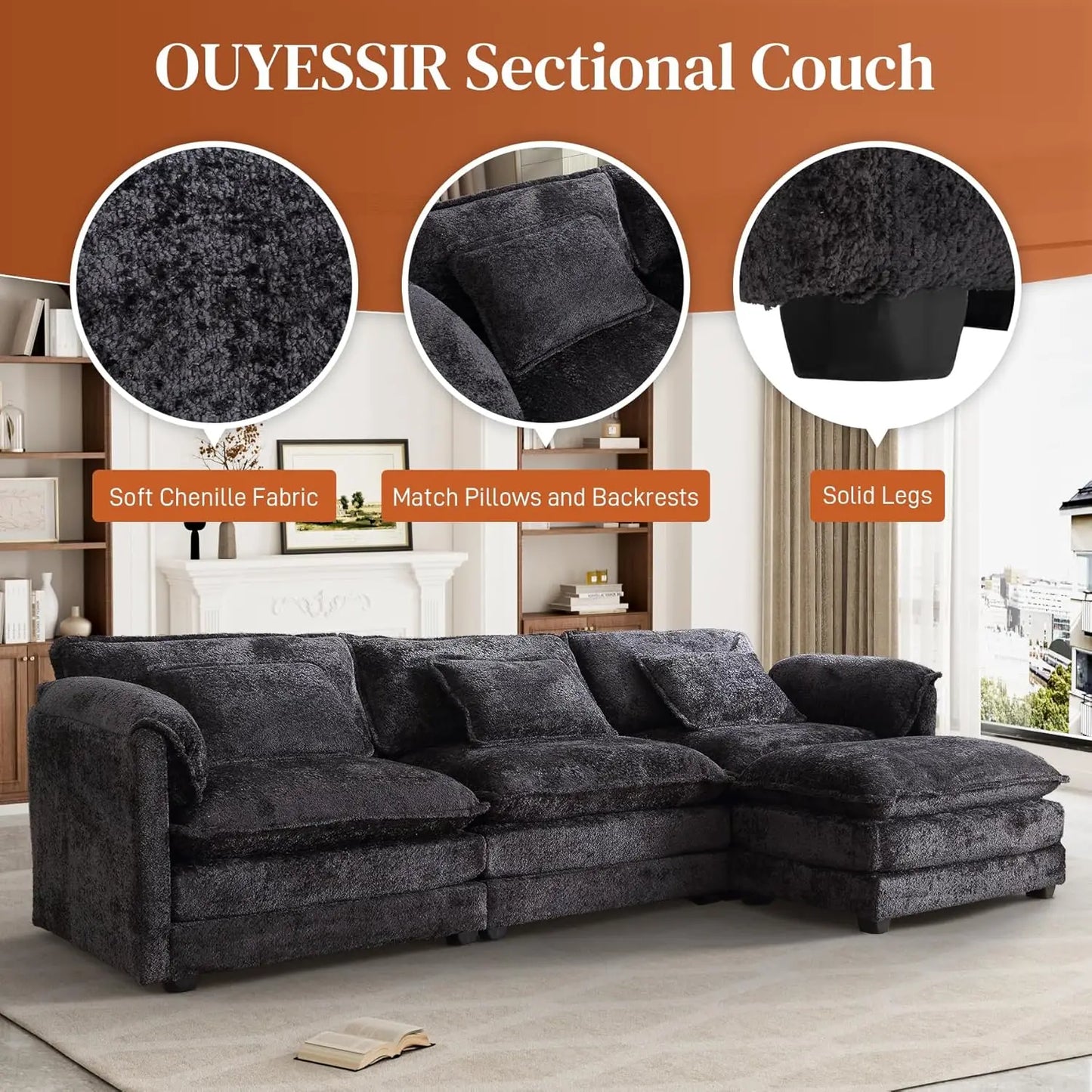 112" Chenille Cloud Sofa