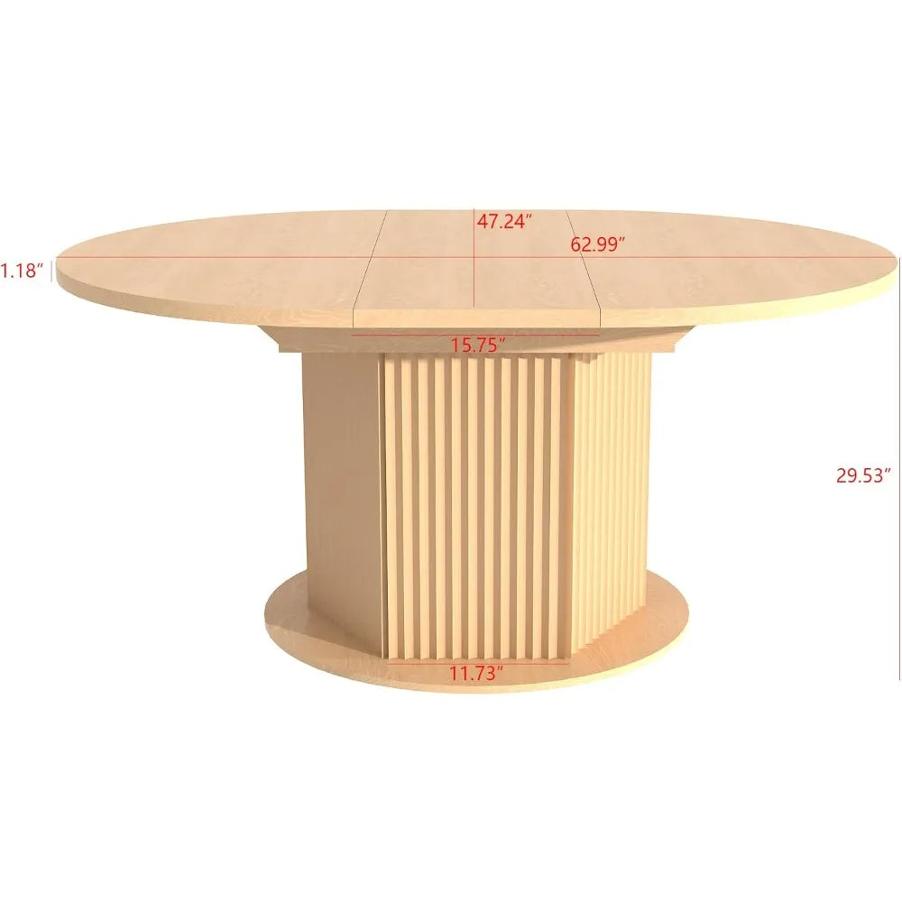 Round Extendable Dining Table with Fluted Base