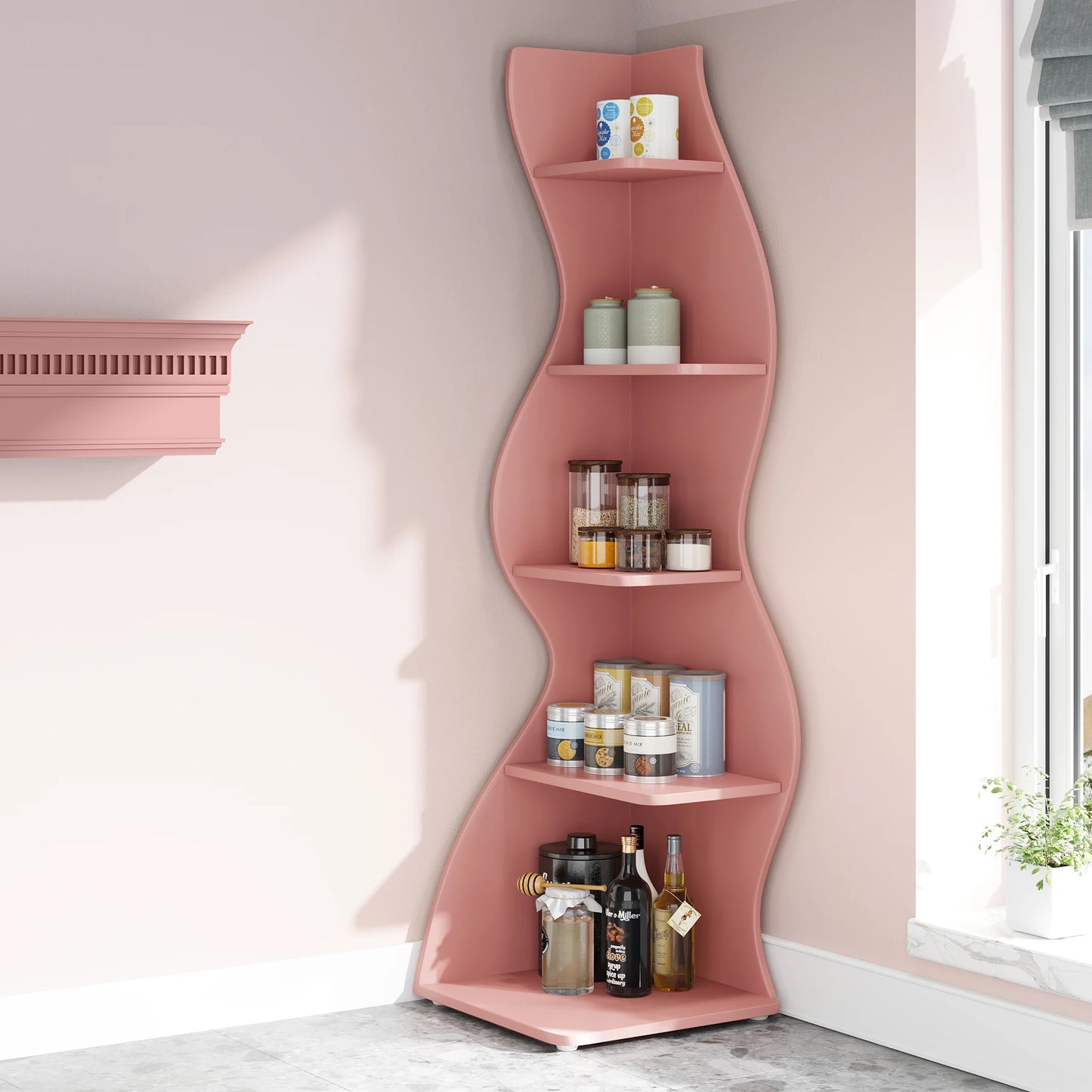 Modern Wavy Corner Shelf