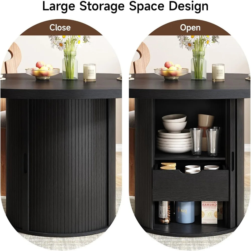 47" Circle Dining Table  with 2-Layer Shelf System