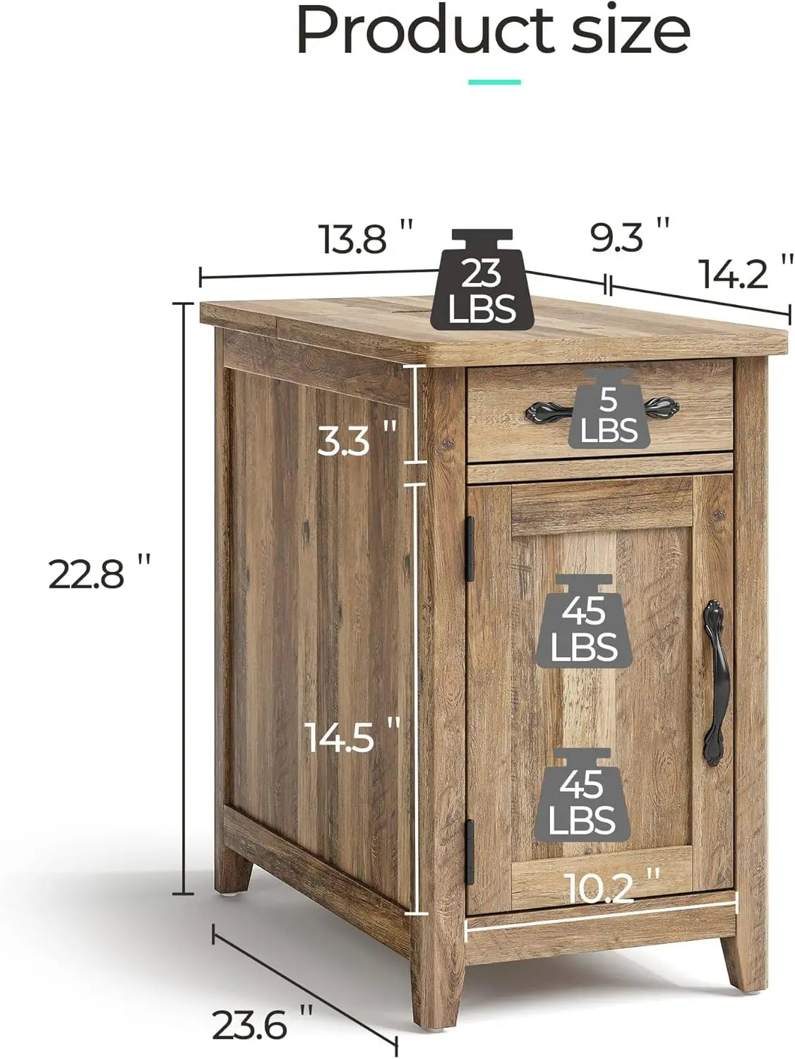 Farmhouse End Table with Charging Station