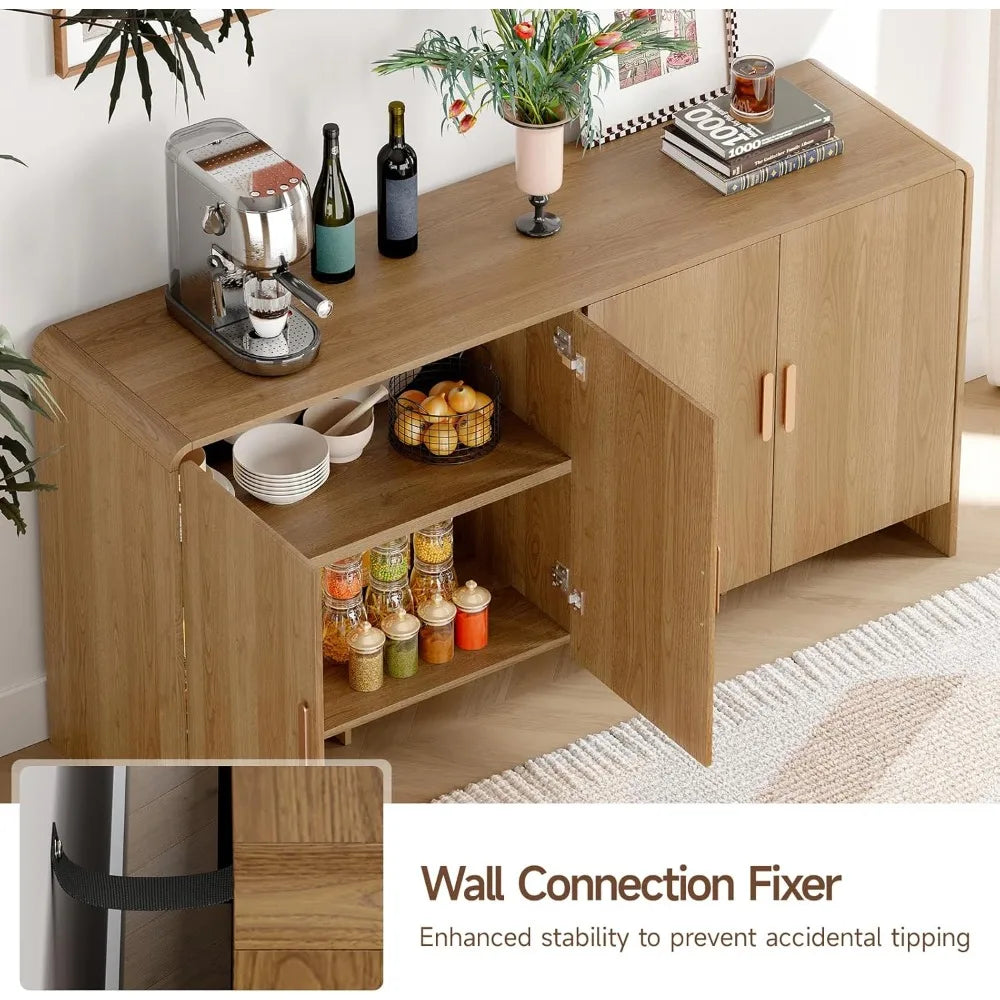 60" Modern Curved Buffet Cabinet with Storage