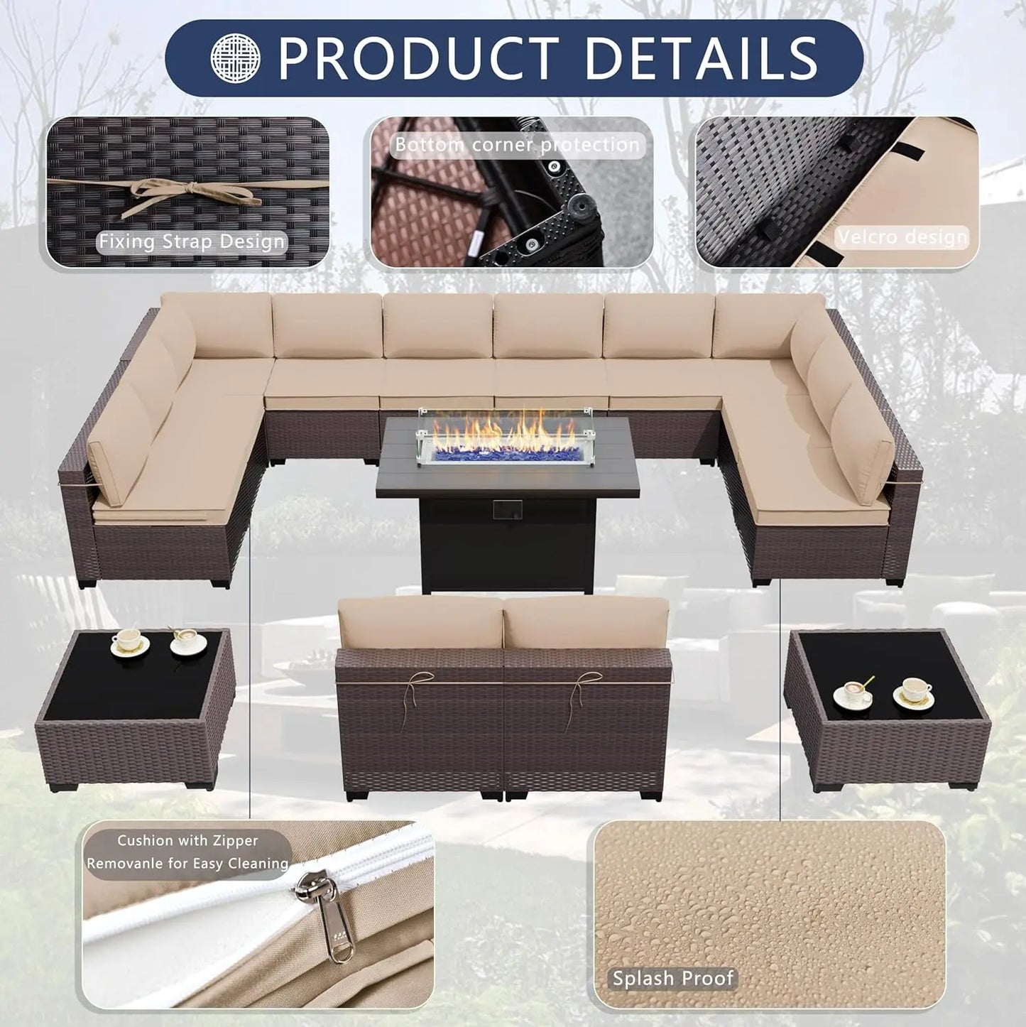 11 Piece Patio Furniture Conversation Set