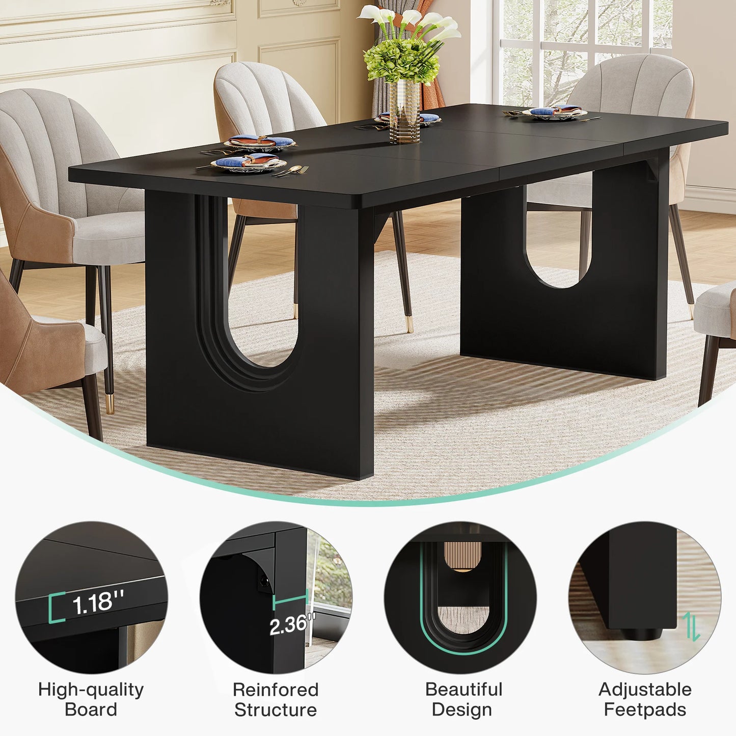 71" Modern Wood Dining Table