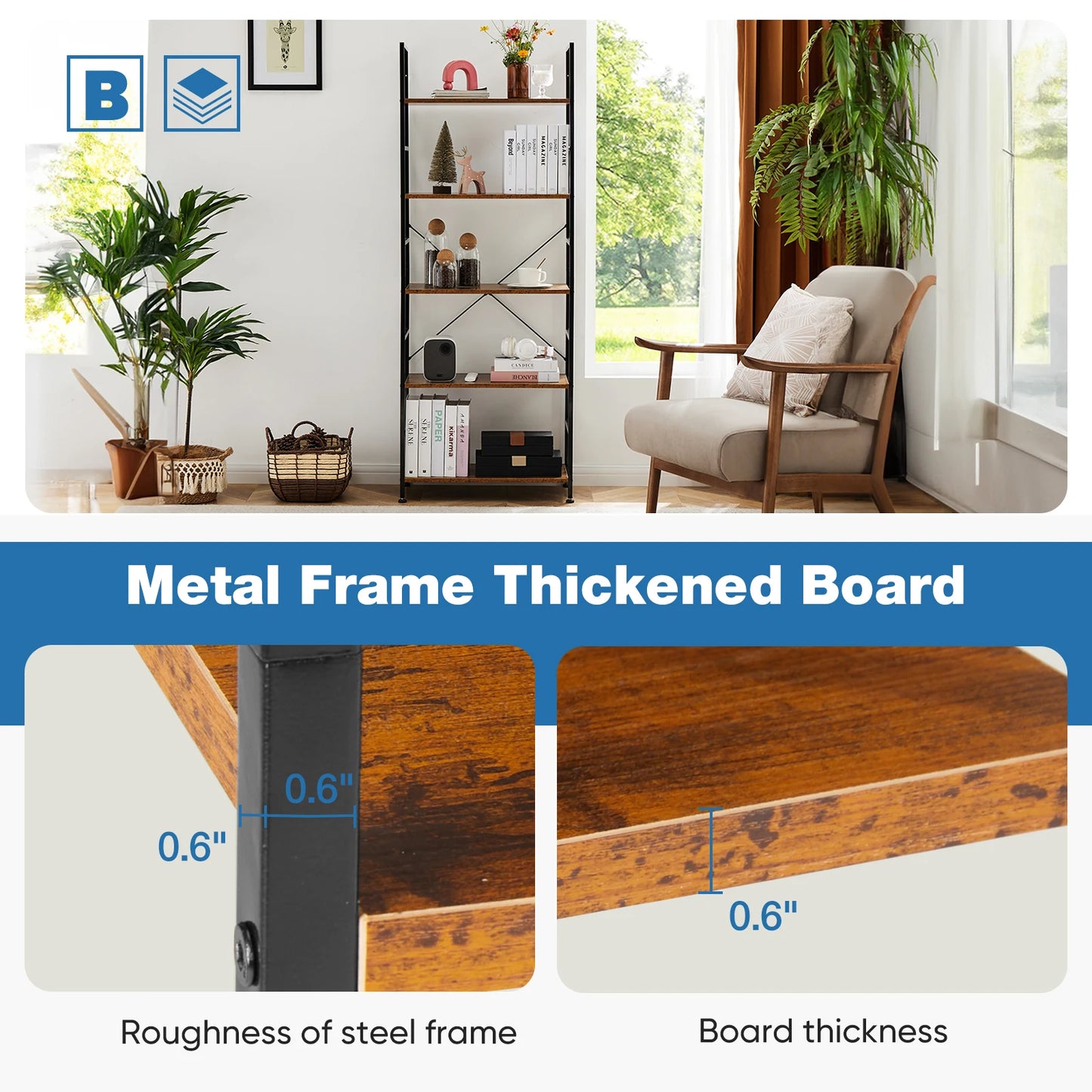 5 Tier Modern Bookshelf