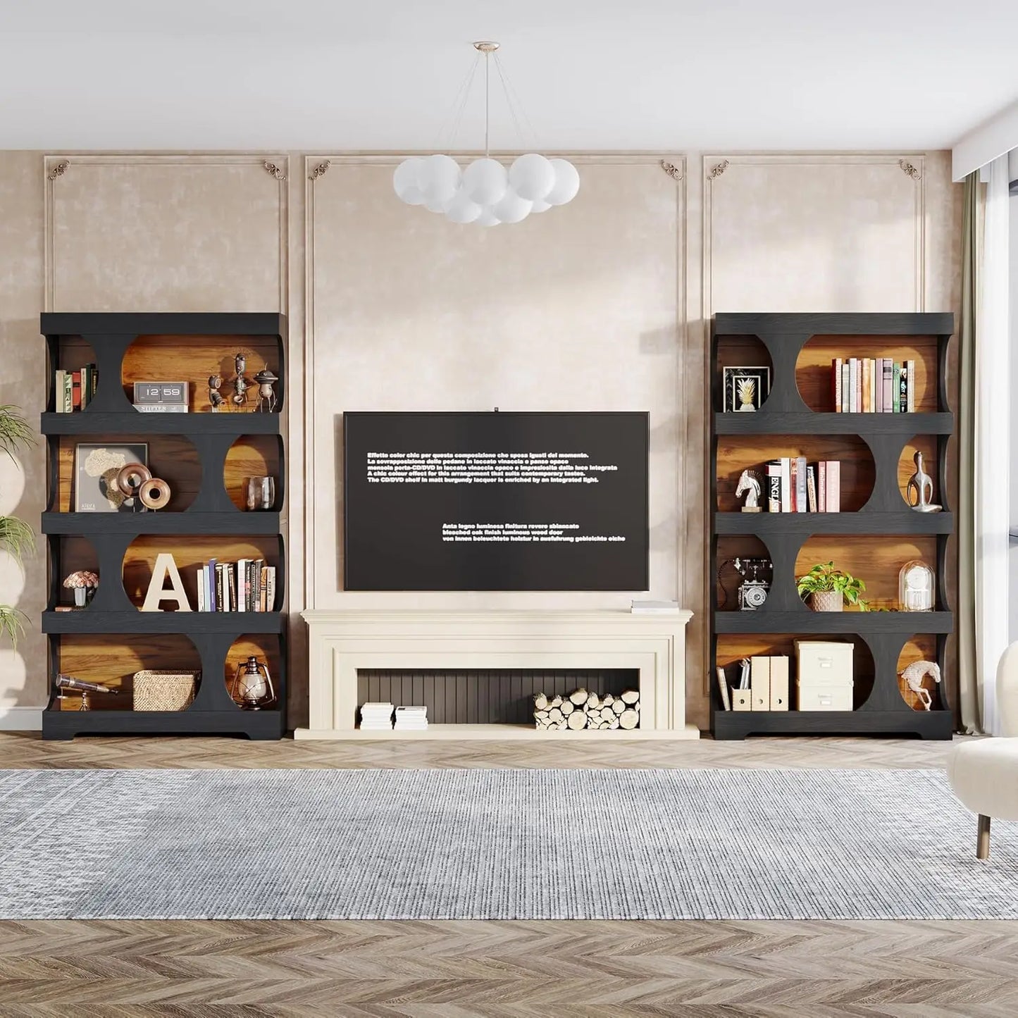 71" Modern Bookcase Set of 2