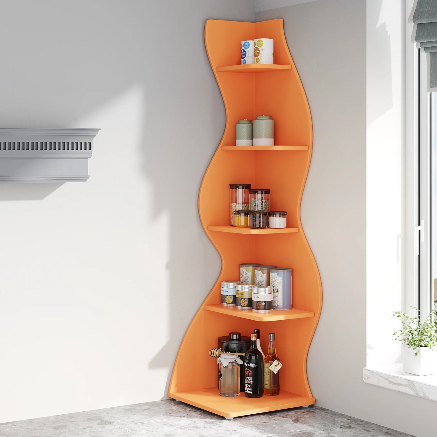 Modern Wavy Corner Shelf
