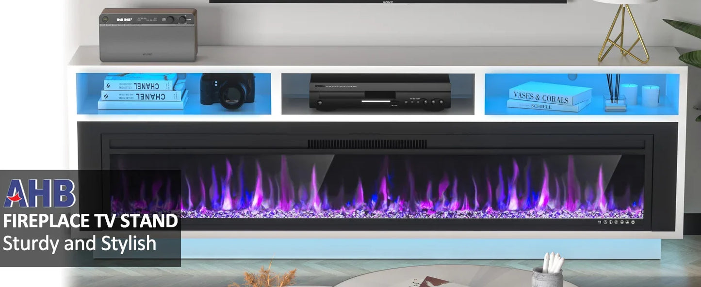 Electric Fireplace LED Light Entertainment Center