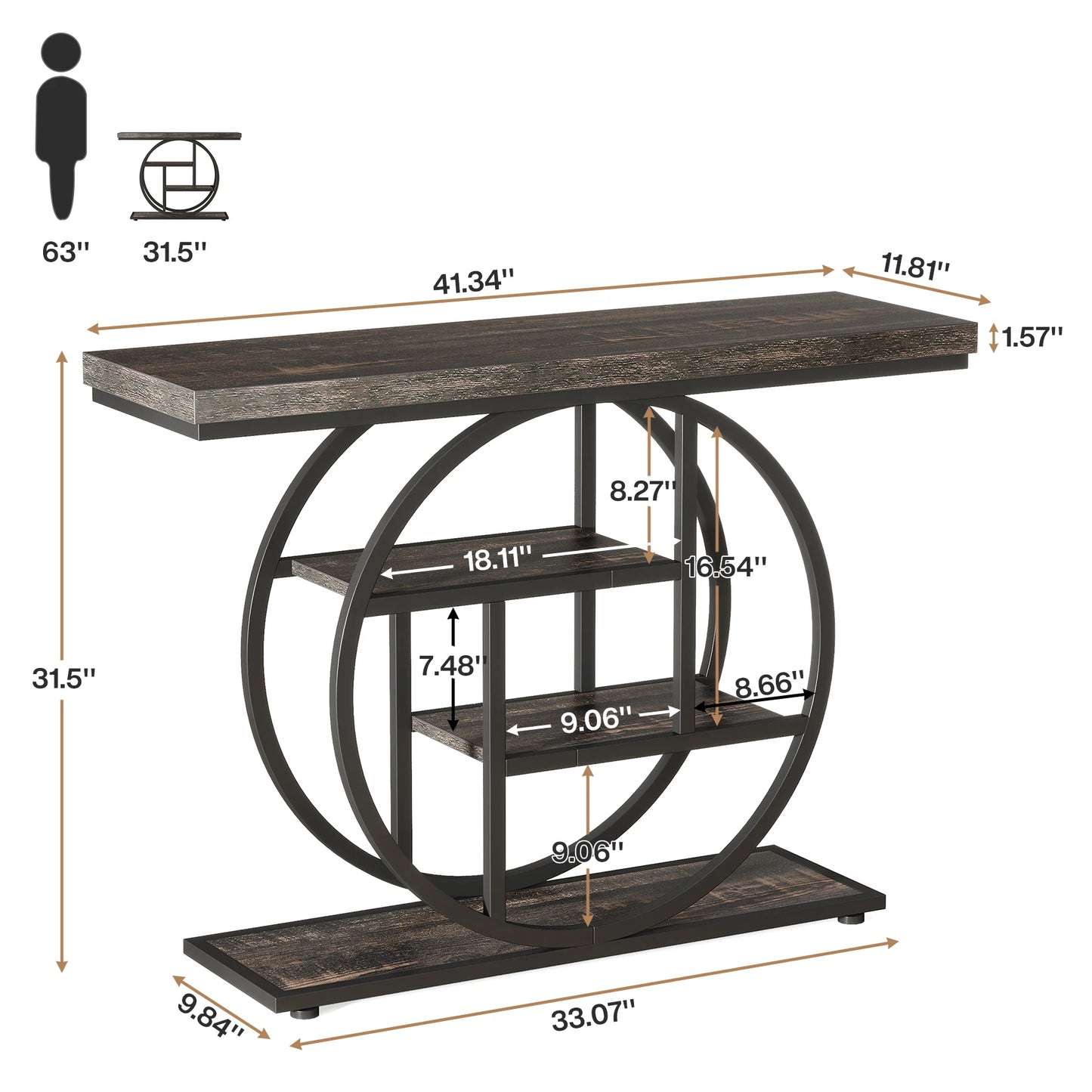 41.3" 4-Tier Console Table