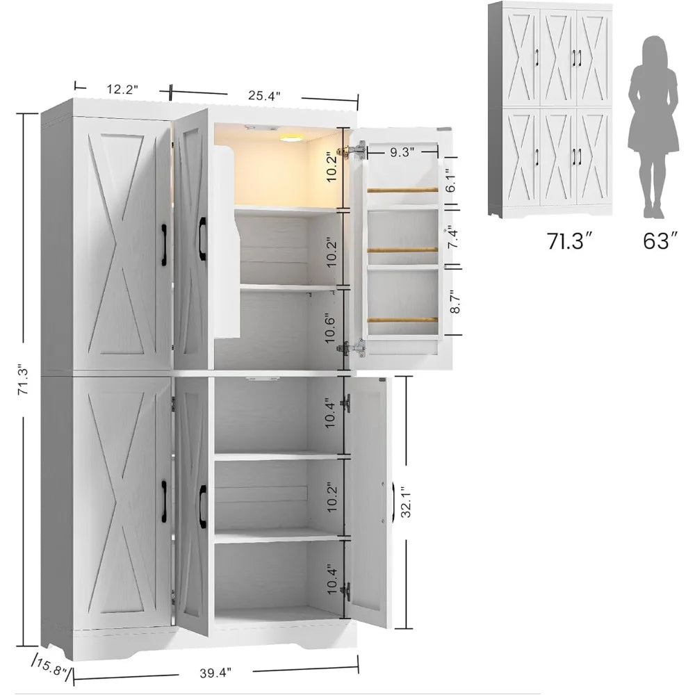 Kitchen Pantry Cabinet with LED Lights