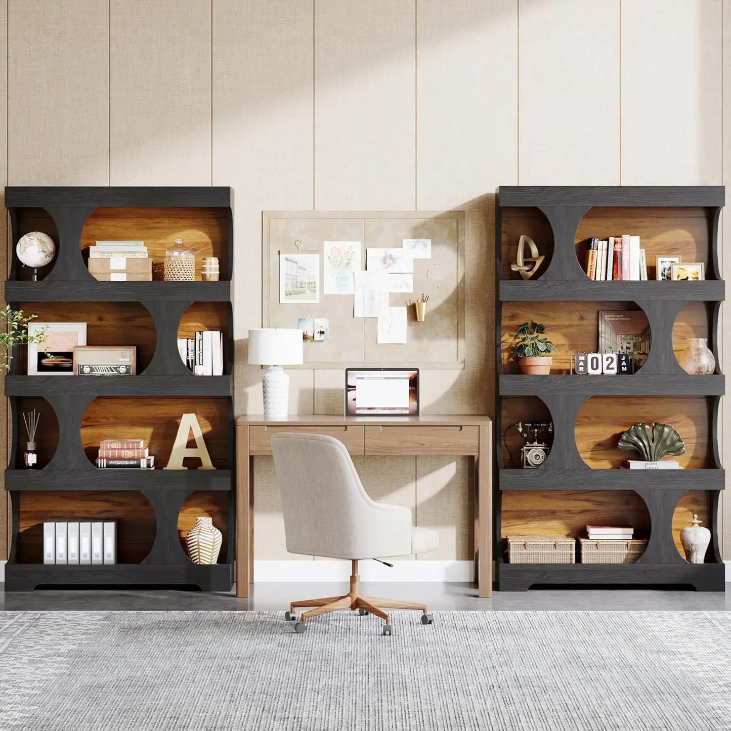 71" Modern Bookcase Set of 2