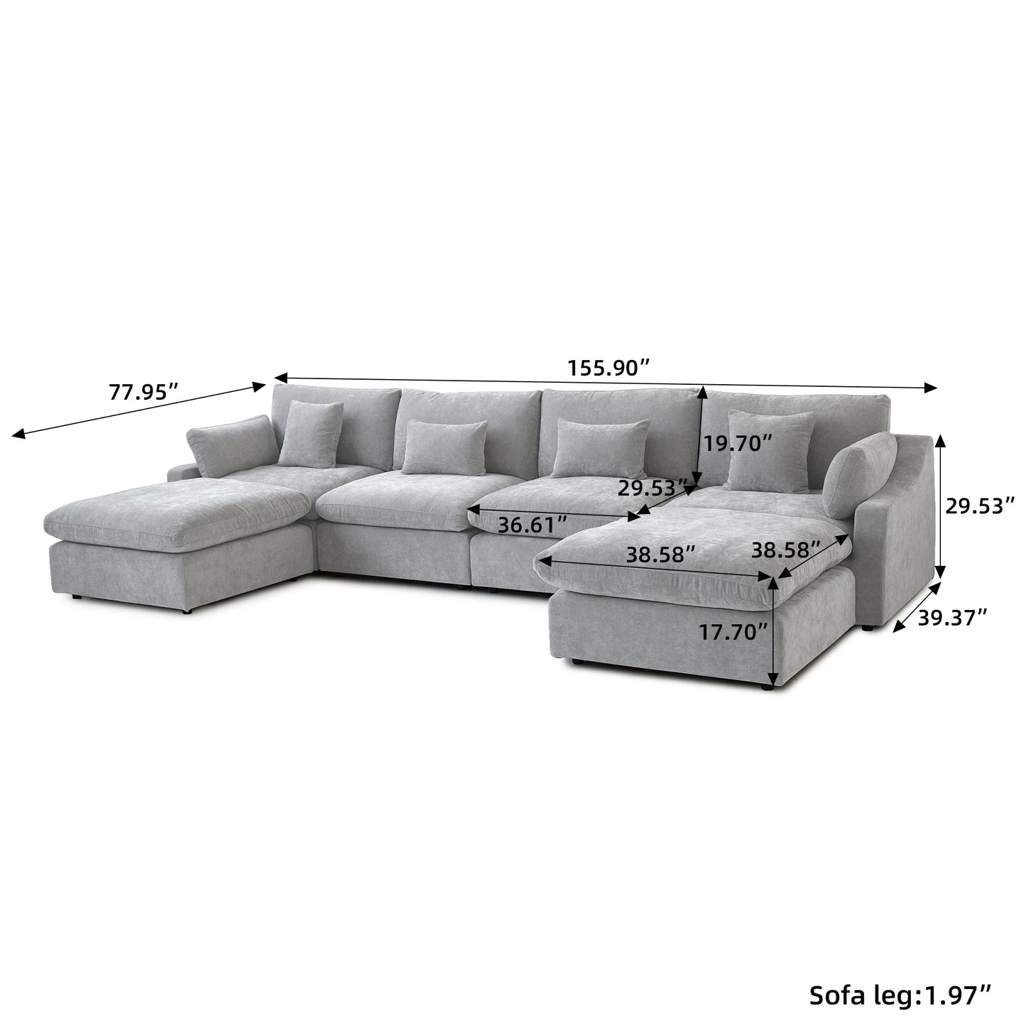 160" Modern U-Shaped Sectional Sofa