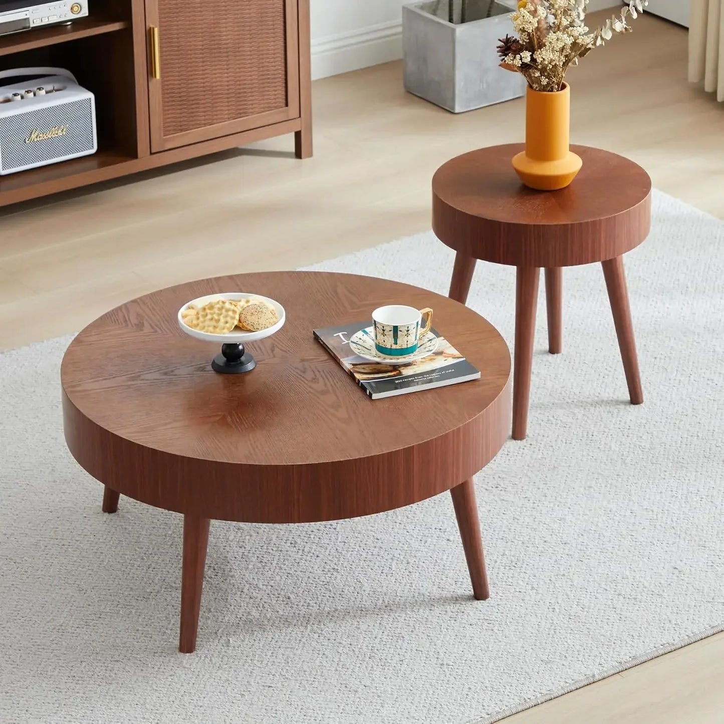 Modern Round Coffee Table Set of 2