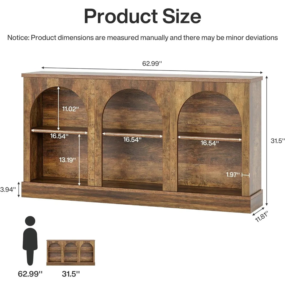 63" 3-Arched Farmhouse Entertainment Center/Console Table