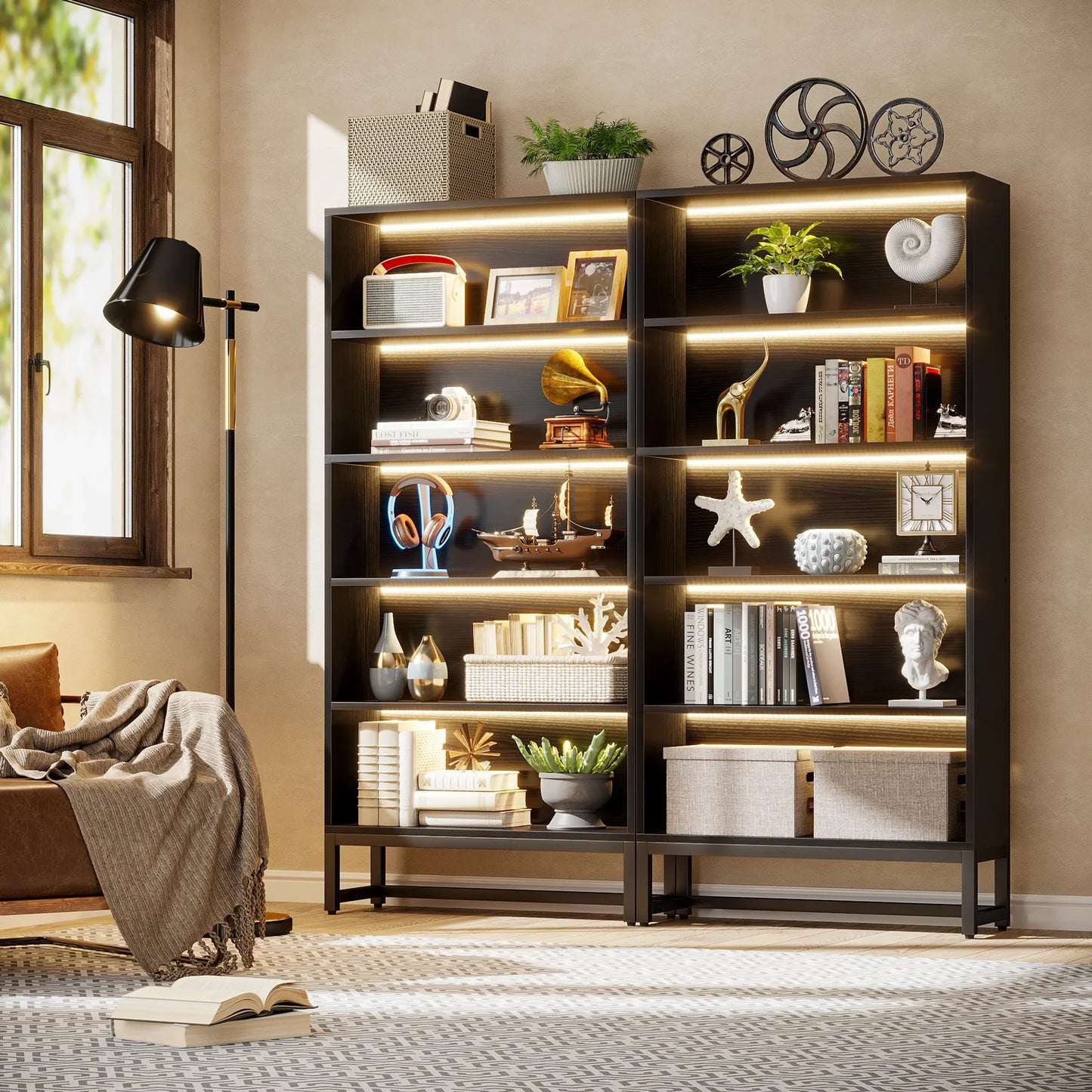 71" Bookcase with LED Lights