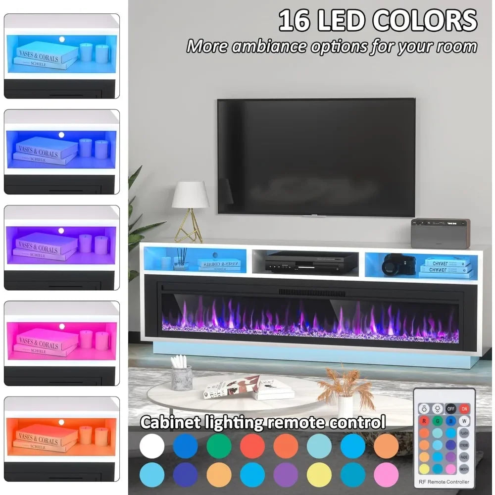 Electric Fireplace LED Light Entertainment Center