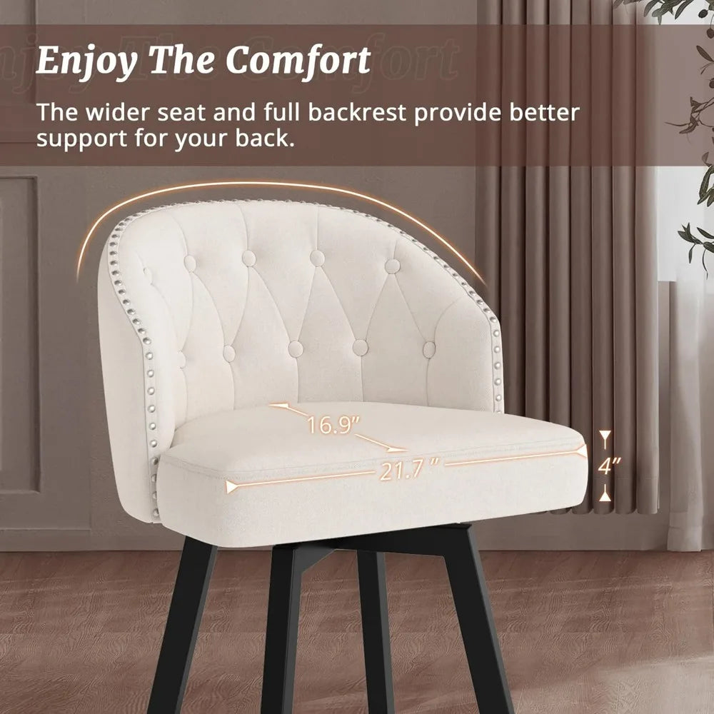 Swivel Fabric Upholstered Bar Stools Set of 3