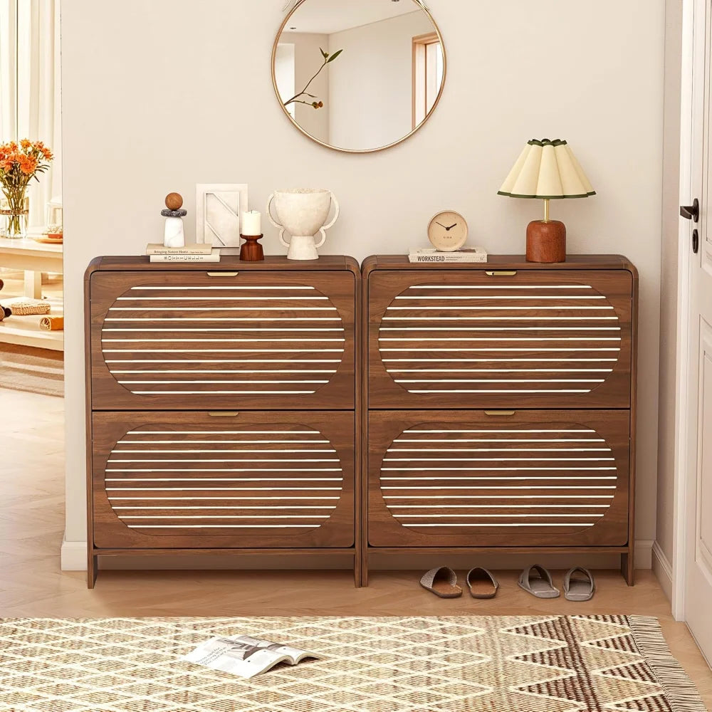 Entryway Shoe Storage Flip Drawers