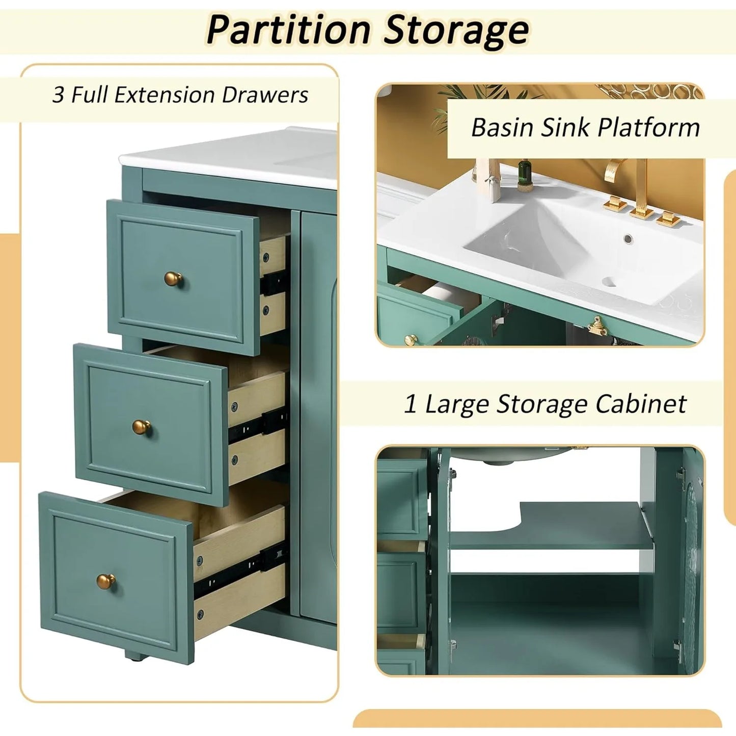 French Vinatge Bathroom Vanity with Sink