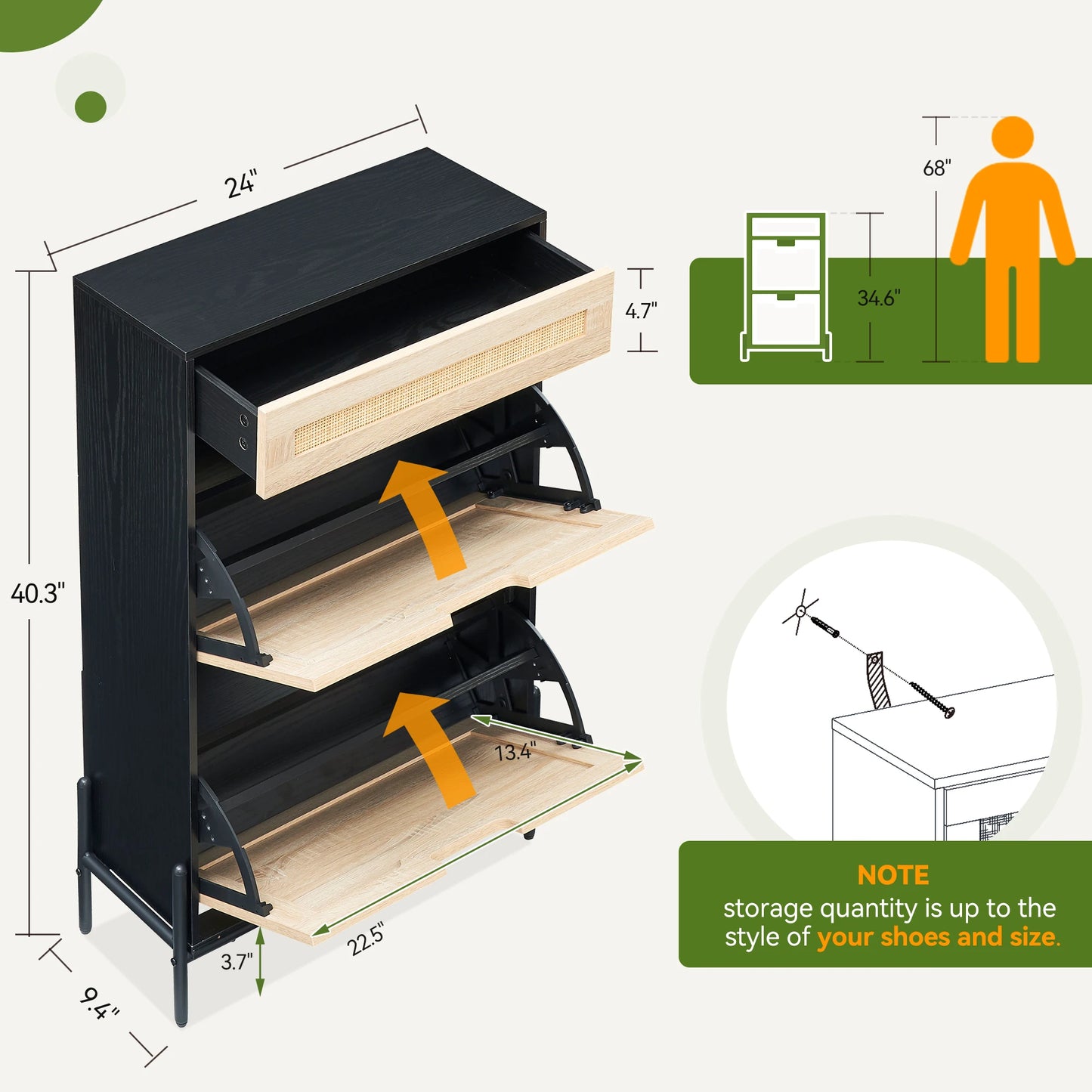 Natural Rattan Shoe Cabinet