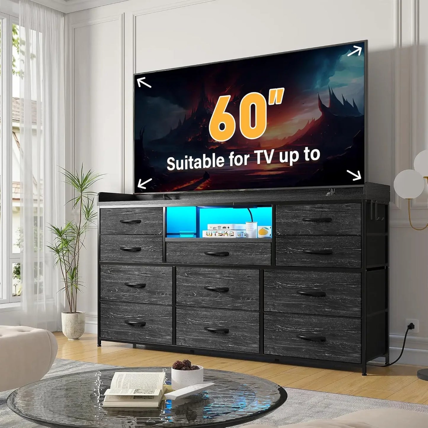 11 Drawer Bedroom Dresser with LED Charing Station
