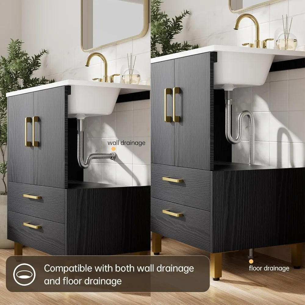 24" Bathroom Vanity with 2 Soft Close Doors and Drawers