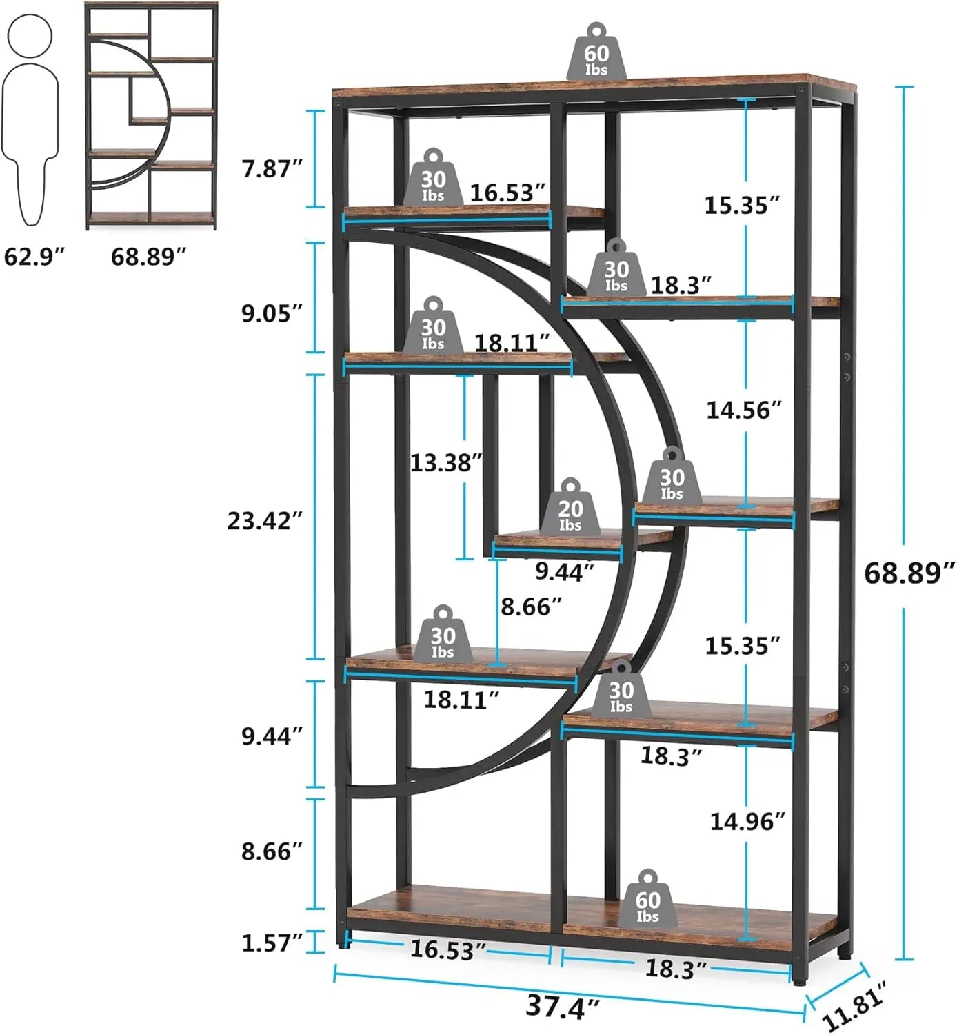 5 Tier Etagere Bookcase