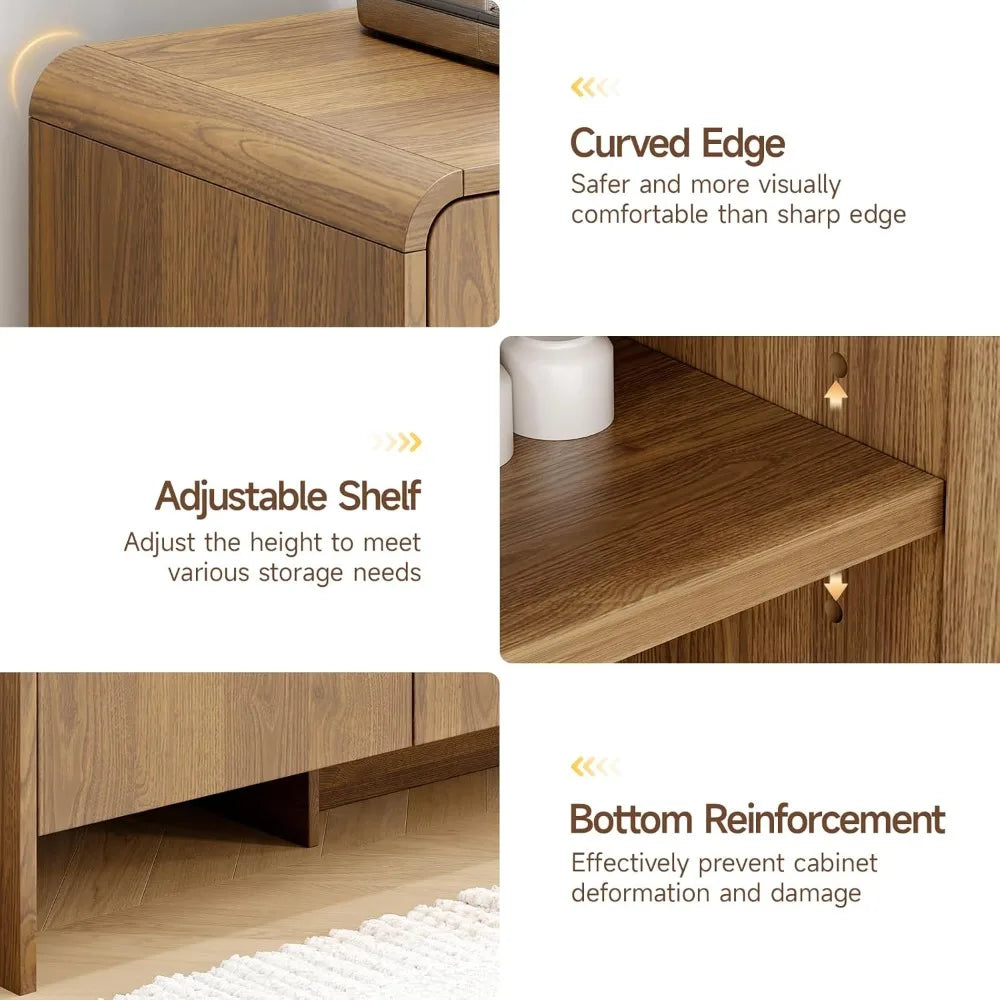 60" Modern Curved Buffet Cabinet with Storage