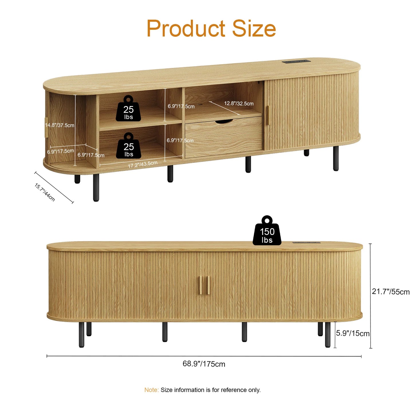 69" Mid Century Modern TV Stand
