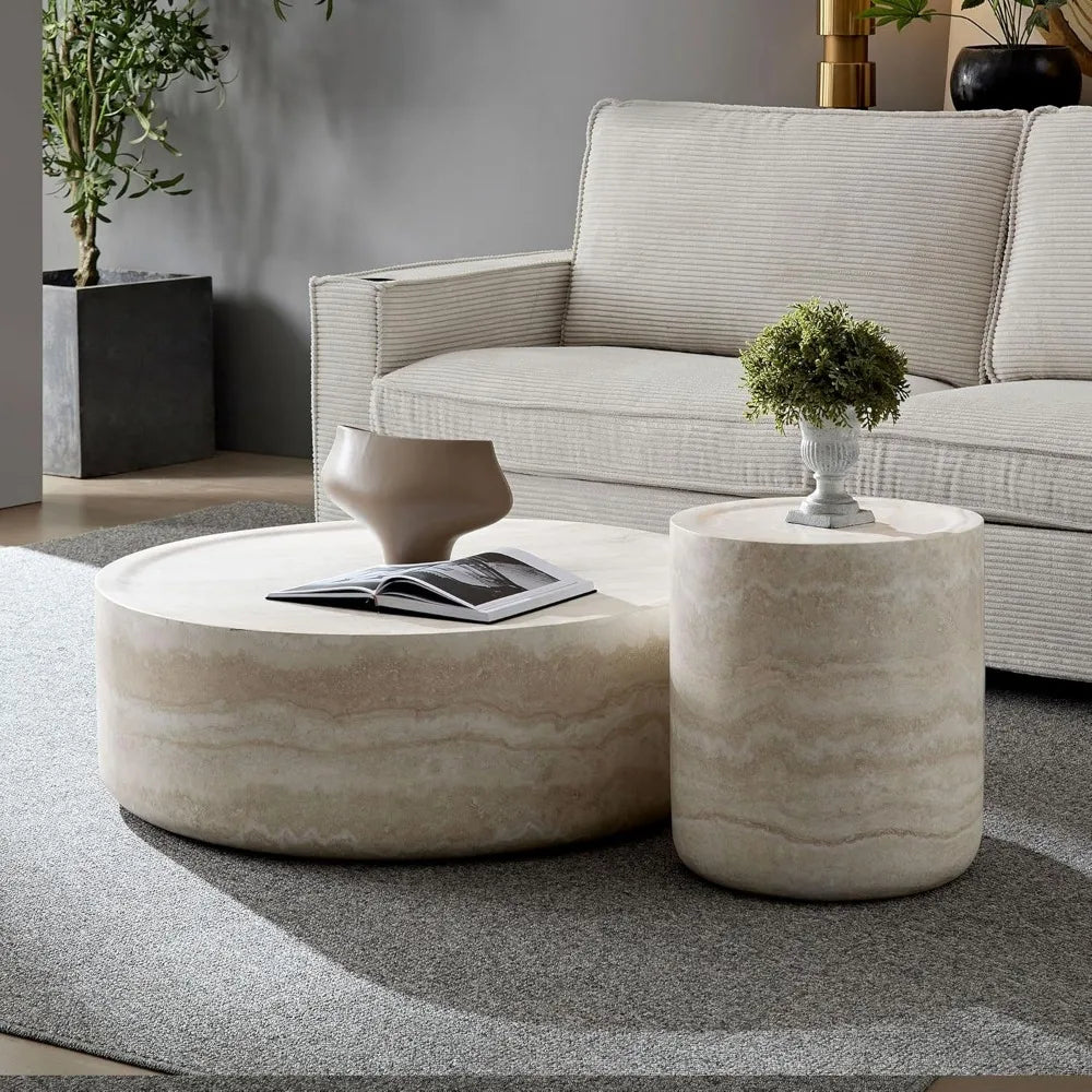 Modern Wood Drum Coffee Table