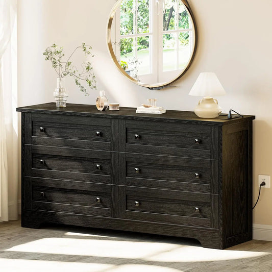 59" Black Classic Bedroom Dresser
