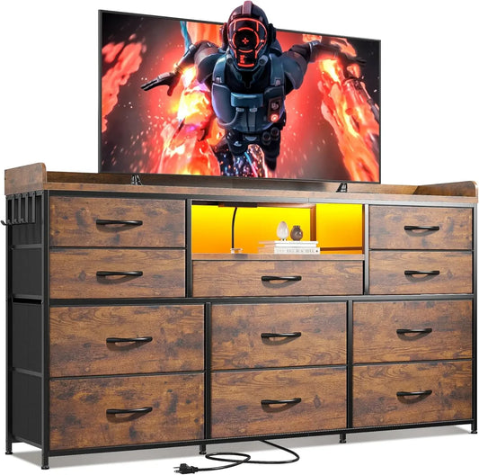 11 Drawer Bedroom Dresser with LED Charing Station